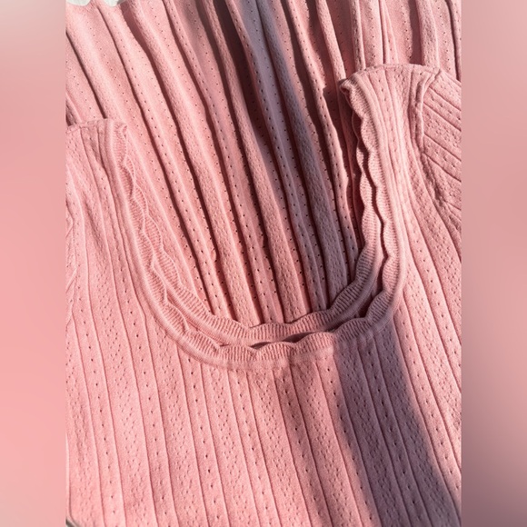 NWT LoveShackFancy Evaluna Stretch Pointelle Mini Dress Fawn Pink | size S - Picture 12 of 12